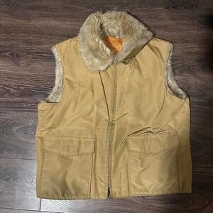 Tan and brown woolrich faux fur vest